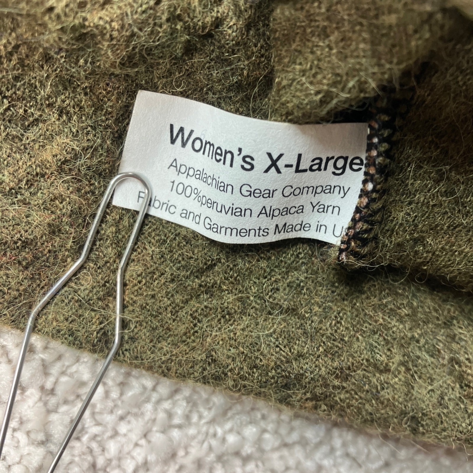 Appalachian Gear Company Women Xl Hoodie Green 100% Peruvian Alpaca Yarn Usa — image 5 of 6